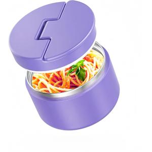 12oz Soup Thermo for Hot Food Kids Vacuum Insulated Food Jar Twist-Free Soup Thermo for Hot Food Kids Leakproof Stainless Steel Wide Mouth Lunch Container (Purple)