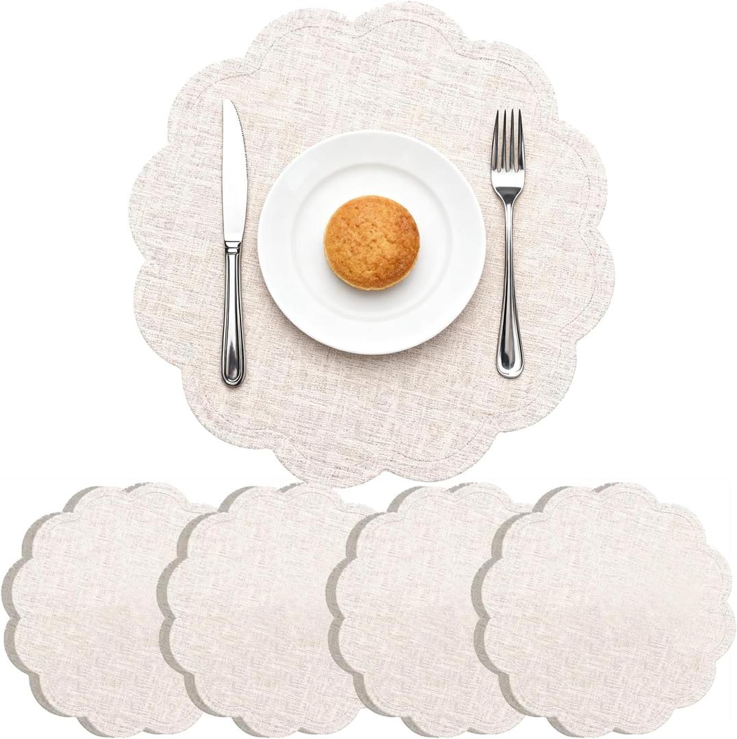 Flower Placemats Set of 4, Reversible Heat Resistant Faux Leather Table Mats, Waterproof Oilproof Table Protective Non-Slip Tablemats for Kitchen, Dining Room
