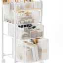Homde Rolling Makeup Organizer for Women: 3 Drawers with Adjustable Tray | Storage for Skincare Cosmetic - Beauty Enthusiasts Makeup Artists - Braked Wheels and Safety Locks for Secure Mobility