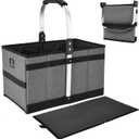 ALLCAMP Collapsible Basket - Folds to Only 9.8" L x 9.6" W x 2.75" H, 27L Large Portable Multi-Use, Compact Reusable Foldable Storage, Collapsible Shopping Basket (Gray)