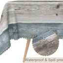 54x70inches Rustic Wood Tablecloth Blue Grey Grunge Wood Planks Barn Themed Rectangular Table Cover Waterproof Stain Resistant Fabric Table Cloth for Dining Room Kitchen Farmhouse Decor