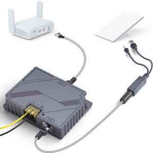 XLTTYWL Starlink Mini Poe Injector, 150W 2 in 1 GigE Passive & ESD Protection Star Link 12v Conversion Kit with StarLink DC&RJ45 Adapter Splitter DC 9-36V/150W for Starlink Mini Dishy