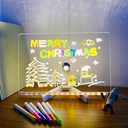 Pletmin Acrylic Dry Erase Board with Light 12 * 8”, LED Note Board with Colors, as a Glow Memo LED Letter Message Board Note Glass Led Board White Board with 7 Colors Pen