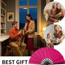 Large Folding Hand Fan, Nylon-Cloth Vintage Retro Fabric Fans, Glitter Bamboo Ribs Chinese Kung Fu Tai Chi Hand Fan for Women, Festival, Dance, Gift, Performance, Decorations