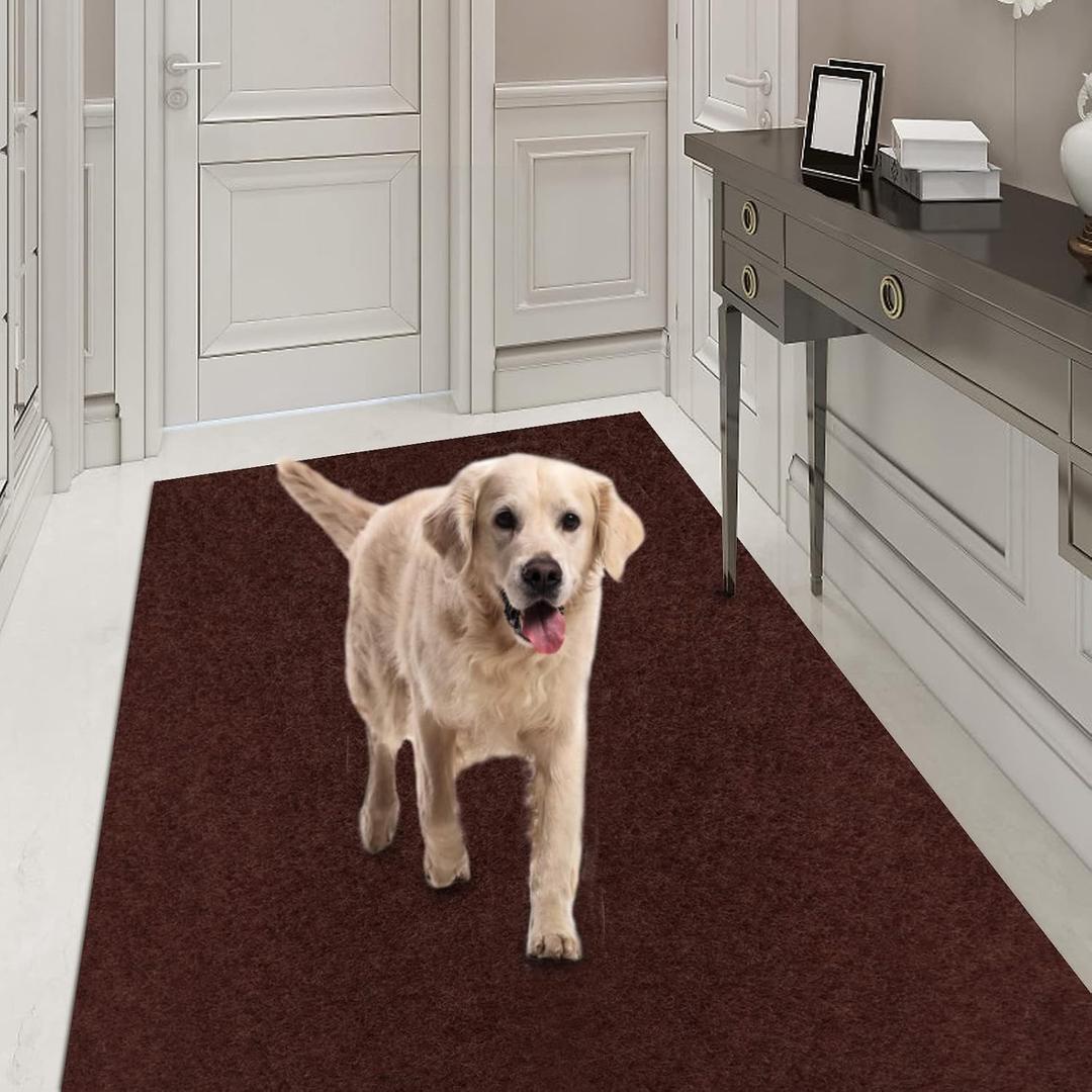 Runner Rug 2FT x 6FT, AYOHA 2'-82' Utility Carpet Runner for Entryway Hallway Aisles Balcony Garages, Area Rugs with Non-Slip Rubber Backing, Chocolate Brown 