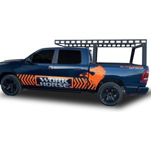 Black Horse Heavy Duty Ladder Rack Over Cab System 5.5' Bed Black Powder Coated Compatible with All 3/4-ton trucks with 5.5ft to 5.7ft bed length Not compatible with tonneau covers-CSFRHD55B