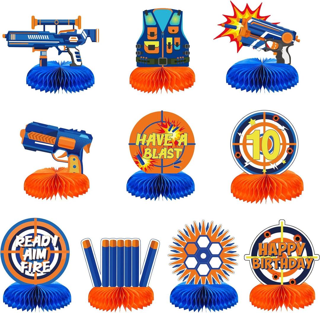10 Pieces Dart War Party Decorations Nerf Dart War Gun Party Honeycomb Centerpieces Birthday Party Table Toppers Double RZ0037 0 10 Pieces Dart War Party Decorations Nerf Dart War Gun Party Honeycomb Centerpieces Birthday Party Table Toppers Double RZ0037 0