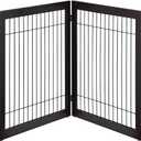 unipaws 48" Wide Dog Gate and Extension Kit, Free Standing Pet Gate, Wooden Dog Gates for Stairs, Doorway, Indoor Safety Fence for Dogs, 31.5" Height, Espresso