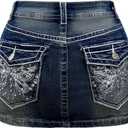 Floerns Women's Y2k Butterfly Denim Skirts Low Waist Stretch Bodycon Mini Skirt (Large, Blue)