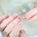 5 x Semi Cured Gel Nail Strips|Works with Any UV/LED Lamps|20 Pcs Gel Nail Stickers|Long-Lasting Two Weeks and Easy to Apply & Remove|Pink Glitter