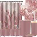 23 Piece Complete Pink Bathroom Set with Shower Curtain,Rugs & Accessories