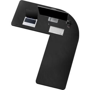 CENNBIE Dual Sided L Shaped Desk Pad, ‎‎(47.2"+55") x 16" Corner Leather Desk Pad,l Shaped Desk Gaming mat,Waterproof l Shaped Leather Mouse pad,Home Office Accessories Corner Desk Mat(Black), 15.8" x 55.1"