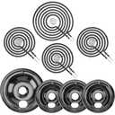 WB31M20 WB31M19 Porcelain Drip Pan Set & WB30M2 WB30M1 Electric Range Burner Element Unit Set by Cenipar-Compatible with GE Hotpoint Kenmore Range/Stove-Includes 3×6” and 1×8”