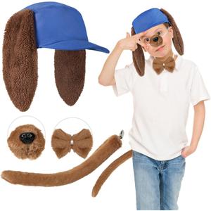 Dog Costume for Kids with Ears Nose Bow Tie Tail Adult Halloween Costume