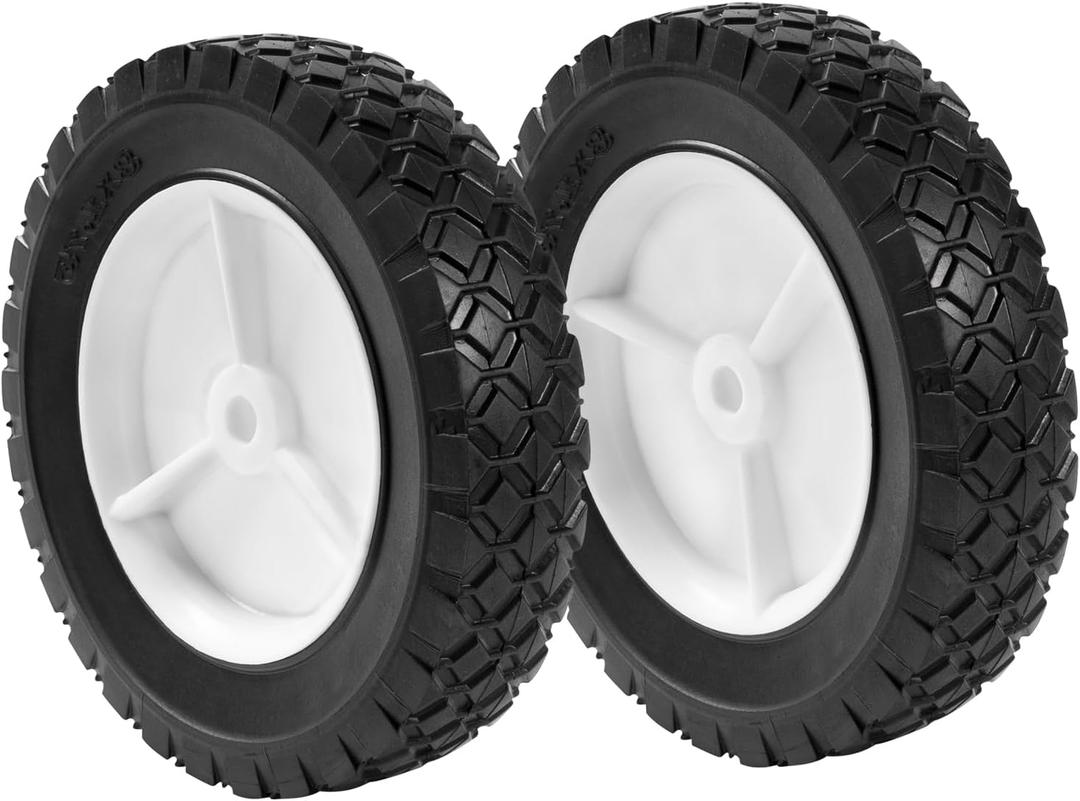 8 Inch Plastic Wheel for Oregon 72-108 Universal Wheels, AYP 103670 103670X 107644X 146248 Lawn Mower for Radio Flyer Wagon, BBQ Grill, Hand Truck, and Lawn Sprayer, 8'' x 1.75'', Pack of 2