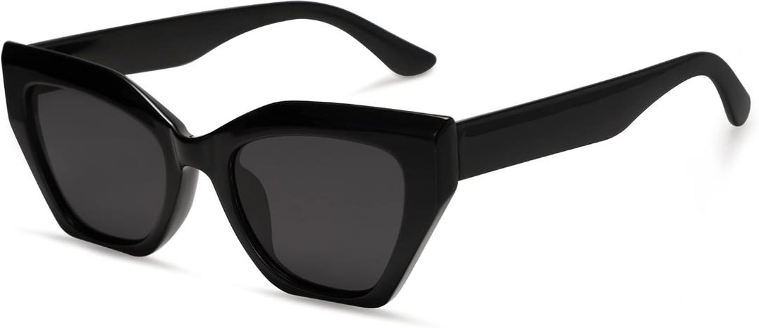 SOJOS Square Cat Eye Polarized Sunglasses for Women Retro Classic Vintage Trendy Cateye Shades Sunnies Gafas de sole SJ2235 (Black)