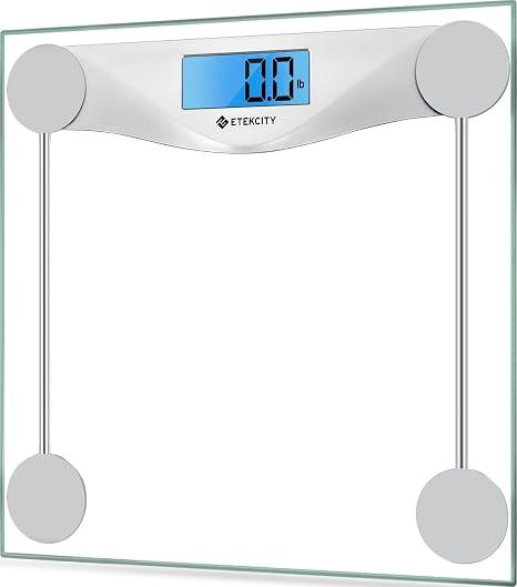 Etekcity Digital Body Weight Bathroom Scale, 6mm Tempered Glass, 400 lbs | Large Blue LCD Backlight Display, High Precision Measurements for Home Bathroom Use