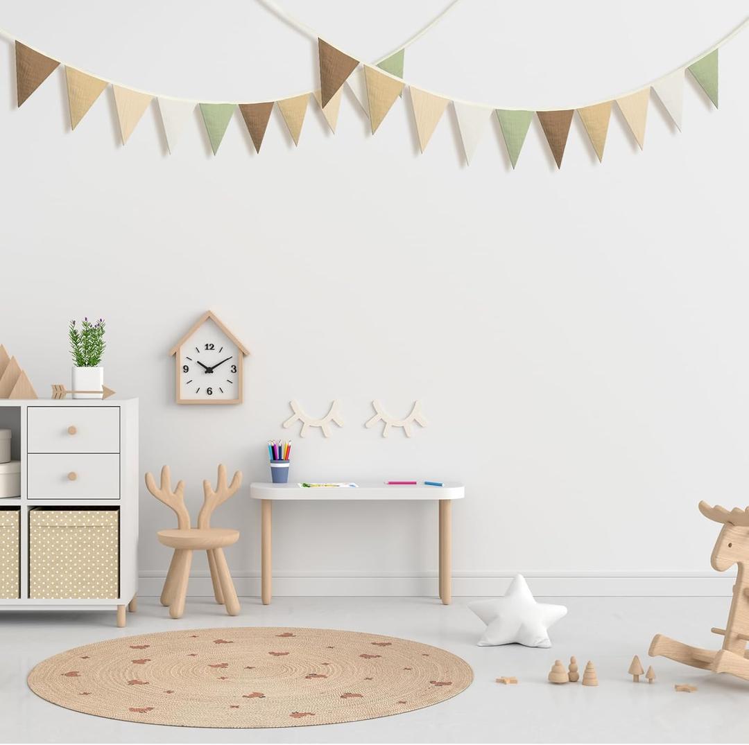 Oudain 2 Pcs Pennant Banner Flags Nursery Garland Triangle Bunting Flags Playroom Wall Decor Banner for Nursery Baby Shower Birthday Boho Wedding Party Event, Each 7.75 ft(Boho Color)