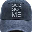 XacaYuerp God Got Me Christian Hat for Men Women, Funny Adjustable Cotton Embroidered Religious Faith Baseball Cap