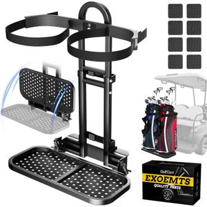 Foldable Golf Cart Rear Seat Bag Holder, Upgraded Golf Cart Rear Seat Bag Rack Only Fits 8-Inch Max Safety Grab Bar, for 4-Seater EZGO Club Car Yamaha, Preinstalled, Space-Saving, No-Drill