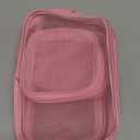 Weewooday 4 Pcs Mesh Makeup Bag Mesh Cosmetic Bag Travel Toiletry Pouch with Zipper Mini Makeup Cosmetic Purse for Daily Accessory(Small, Large, Medium, Pink)