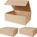 Aimyoo Brown Collapsible Gift Box with Magnetic Closure Lids, Large Rectangle Bridesmaid Groomsmen Proposal Box for Present Graduation Storage 3 Pack