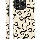 for iPhone 15 Pro Max Case,HL2 Aesthetic Black Bow Hybrid 2 Layer Hard Shell Silicone Protective Pattern Design Case