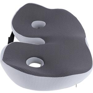 HURRISE Memory Foam Seat Cushion, W Shaped Support High Density Breathable Adjustable Office Chair Cushion with Buckle Zipper Design for Car Office Gaming Chair Dark Gray