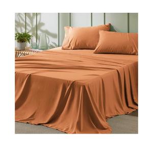 Bedsure Queen Sheet Set - 4 Pieces Soft Queen Size Sheets - Breathable & Cooling - Hotel Luxury - Easy Care Polyester Microfiber Bedding for Women, Men, Dusty Orange