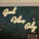 Super Large Good Vibes Only Neon Signs, Dimmable Good Vibes Only Neon Light Signs with ON/OFF Switch, LED Light Up Signs for Home Gym Decor Hair Background Bar Rooms Engagement Birthday Party, Warm White