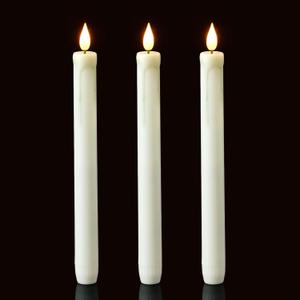 Homemory 3 Pack Flameless Taper Candles, No Remote, Realistic Flickering Battery Operated Candlesticks, White LED Plastic Candle Safe for Weddings, Table Decor, Christmas, and Halloween