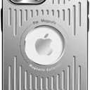 Designed for iPhone 15 Case,[Compatible with MagSafe][Military Drop & Camera Lens Protection],Luxury Aluminum Alloy Heat Dissipation Logo View Shockproof Cover,Silver