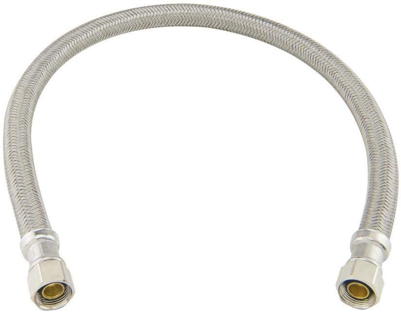 EZ-Fluid 12" x 3/8" Female Compression To 3/8 Inch Female Comp. Stainless Steel Braided Faucet Connector Line,Dishwasher Supply Line,Faucet Extension Supply Hose Connector Lines,Fits 3/8"Comp Male (1)