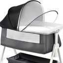 DUOMI Mosquito Net for Bassinet with Frame,Portable Bassinet Mosquito Net Cover to Keep Pets Out. (Black-Sunshade Bassinet Cover)
