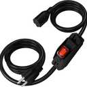 6.56 FT Waterproof Extension Cord with Switch, 1250W/10A Heavy Duty 3 Prong Plugs, 18/3 SJT Extension Cord, UL Listed, Indoor/Outdoor Use (Black)