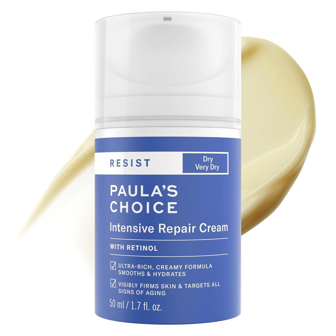 Paula's Choice RESIST Intensive Repair Face Moisturizer with Retinol, Hyaluronic Acid & Jojoba, Anti-Aging Face Cream for Dry, Chapped Skin, Fragrance-Free, 1.7 Fl Oz.