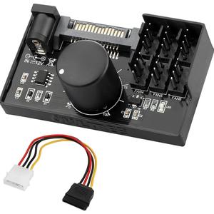 4 Pin 12V PWM Fan Controller 6 Fans Supported , PC Fan Adapter Hub Powered by SATA and DC 5525, Cooling Fan Speed Knob with Max Total 60W 5A Output