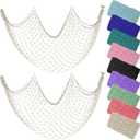 ZUEXT Beige Decorative Fishing Net 80x40 Inch, 2 Pack Large Picture Fish Net, Wall Photo Hanging Fishnet for Nautical Mermaid Pirate Ocean Themed Hawaii Beach Under the Sea Party Decorations