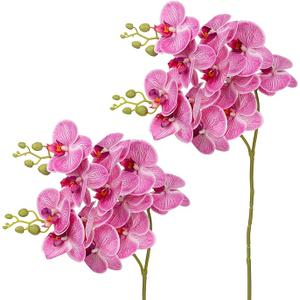 30 Inch Fuchsia Orchids Artificial Flowers Real Touch Phalaenopsis Spray Artificial Orchid Stems with 12 Flowers Fake Moth Tall Faux Flowers Arrangement for Home Decor, Party Wedding Decoration