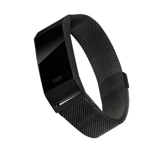 WITHit Stainless Steel Mesh BAND-For Use With FITBIT CHARGE 3~ Black- BAND ONLY