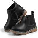 Zoolar Boys Girls High Top Combat Ankle Boots Kids Waterproof PU Leather Fall Boots Winter Warm Snow Outdoor Hiking Shoes Toddler Non Slip Texture Soft Durable Walking Boot 27