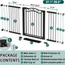 Fairy Baby 57.1"-59.8" Extra Wide Baby Gates with Door, 58 59 Inches Child Gate for Todder Kids, Metal Pressure Mounted Pet Dog Gate, Walk Thru Safety Gate for Doorway Stairs, Black