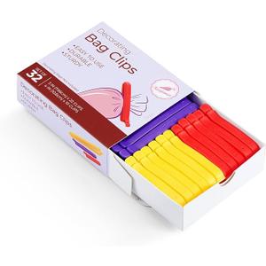 Bag Sealing Clips 32 Pack 3 inch and 4 inch Multicolor | Food & Snack Storage Use, gripstick, icing cookie supplies