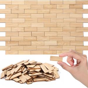 Sintuff 200 Pcs Miniature Dollhouse Flooring Mini Wooden Dollhouse Floor Boards 1 12 Scale Doll House Accessories Geometric Bamboo Doll House Furniture Wood Floor Board for Model Decor (Beige)