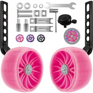 HAWENS Bike Training Wheels Mute Flash Wheels with Adjustable Bicycle Stabilizer Mounted Kit Compatible for 12 14 16 18 20 inch Single Speed Bike