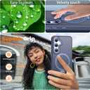 Compatible with Samsung Galaxy S24 Case with Magnetic Ring Stand, Military Drop Protection, Anti-Scratch/Anti-Fingerprint Translucent Matte Case for Samsung Galaxy S24 (Dark Blue)