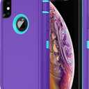 Annymall for iPhone X Case,iPhone Xs Case with Screen Protector Full Body Shockproof Drop-Proof Heavy Duty Rugged Bumper 3-Layer Defender Protective Phone Case Cover for Apple iPhone X/Xs Purple