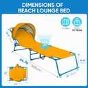 Colorsoul Tanning Chair with Sun Canopy,Adjustable 4-Position Beach Lounge Chair for Adults,Heavy Duty Folding Outdoor Lounge Chair,for Patio Poolside Sunbathing,UPF 50+,300 LBS,Yellow, 6.59 ft x 2.17 ft x 0.89 ft