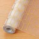 Cooyes Shelf Liner, Non Adhesive Drawer and Cabinet Liner, EVA Washable Oil-Proof Shelf Paper for Kitchen Cabinets, Refrigerator, Storage, Desks with Modern Pattern (23.6"W x 360"L, Amber Golden)