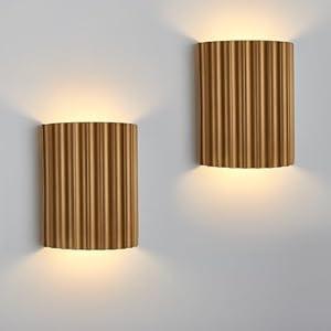 White Gypsum Modern LED Wall Sconces Wall Lighting Set of 2, Indoor Hardwired Walls Mount Light Fixtures Up Down Lamp for Hallway Bedroom Living Room Dining RoomBulbs Included